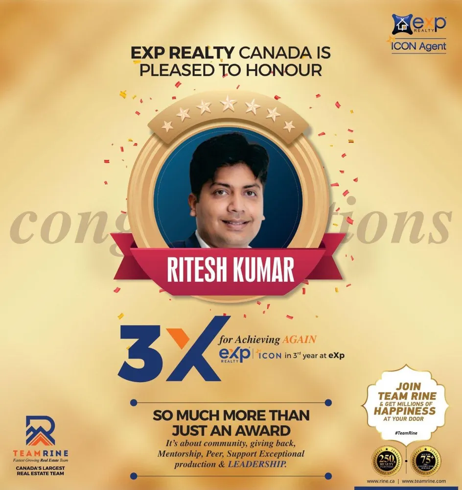 eXp Realty Canada recognition for Ritesh Kumar
